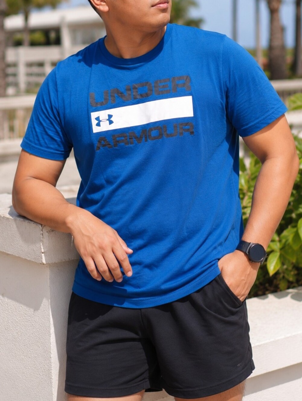 Under Armour Men's Blue Logo Graphic T-Shirt | Cotton Blend Crew Neck Athletic
